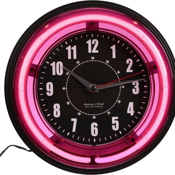 Sterling and Noble Other - Sterling & Noble 11-inch Neon Wall Clock, Vibrant Pink